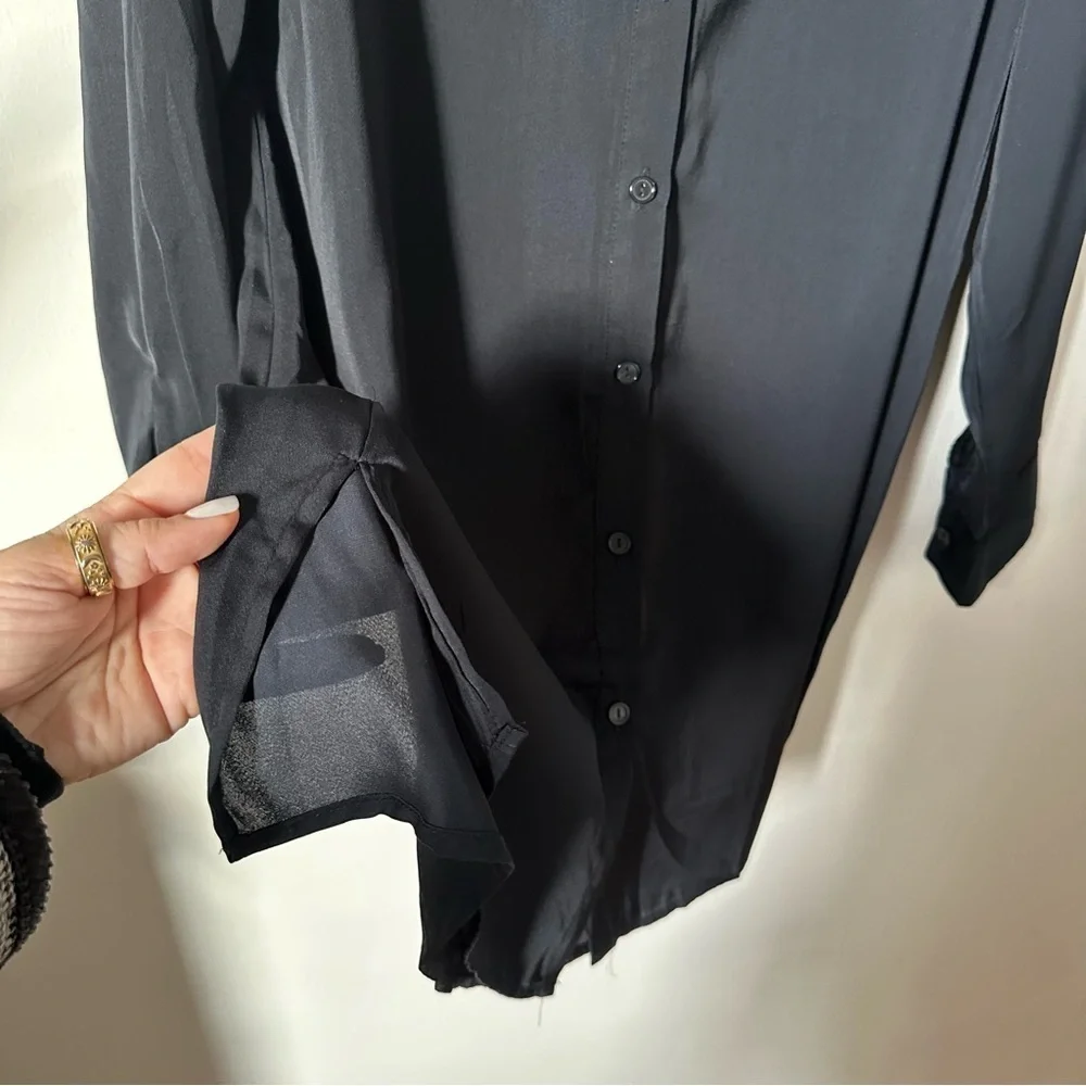 Summersalt Black Shirt Dress Cover Up Button Front Relaxed Size Small